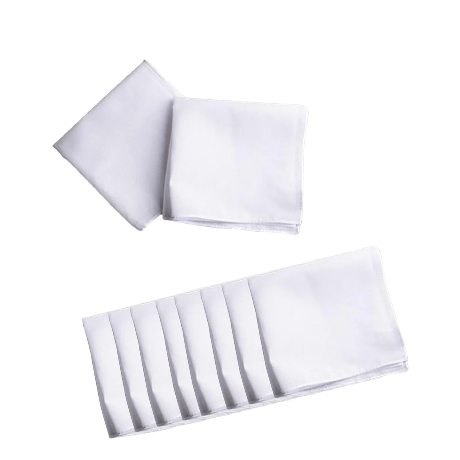 10 Pieces Cotton Hanky for Men Suit Solid White Handkerchiefs for DIY Crafts 28cmx28cm