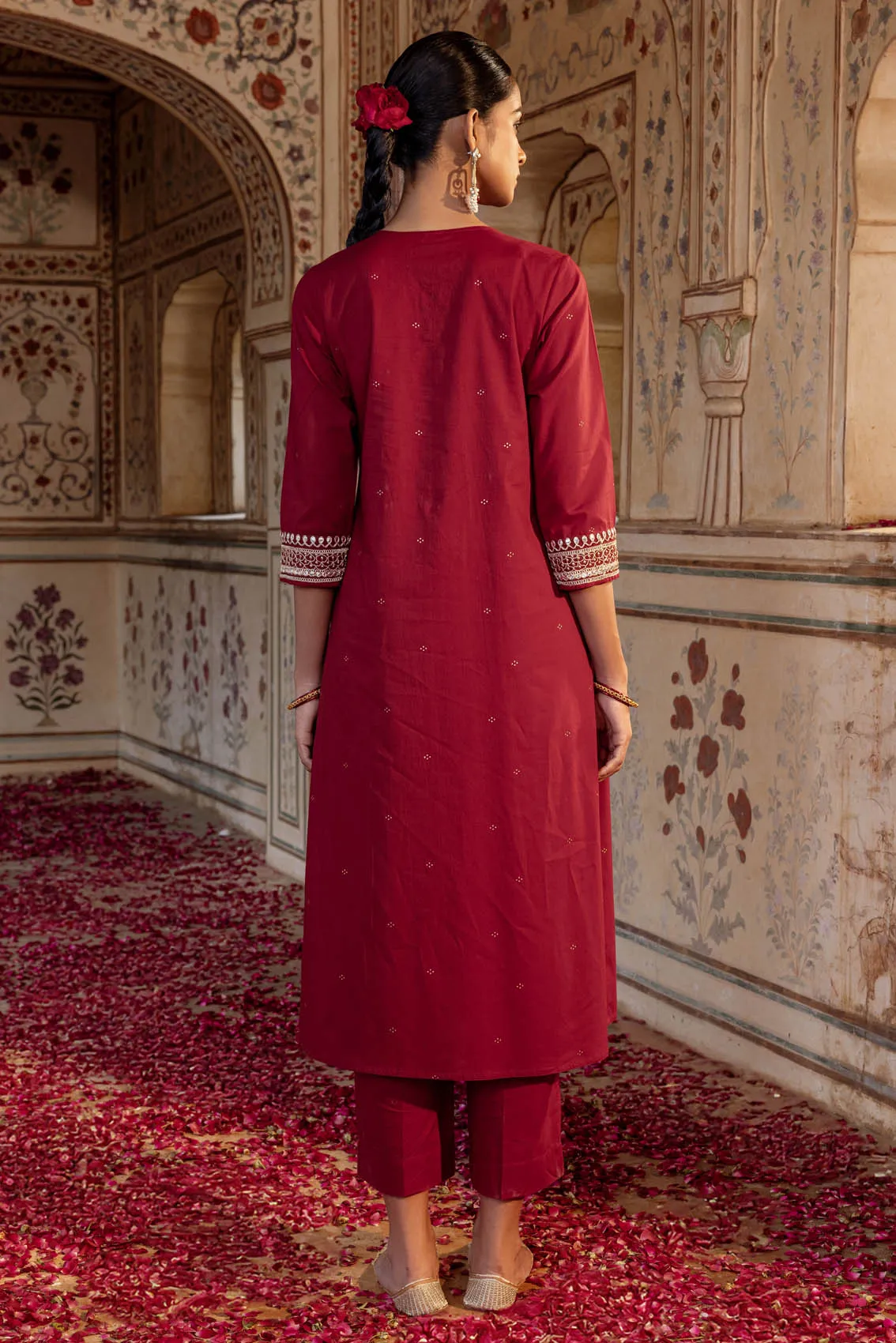 Anshika Silk Ikat Yoke Kurta