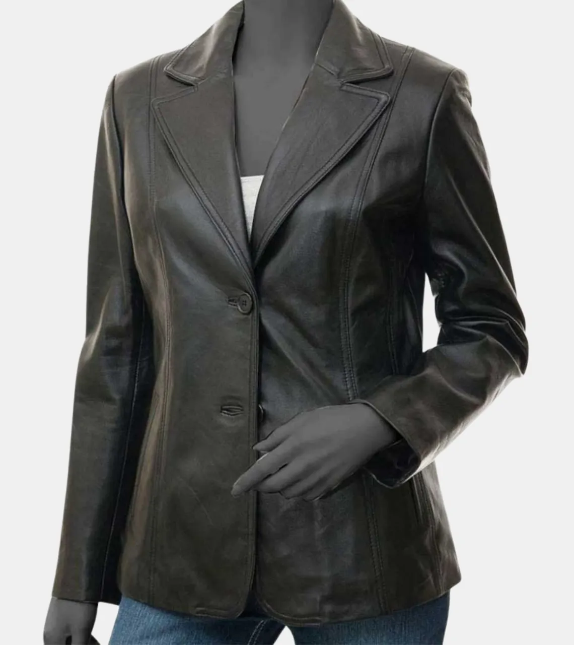 Aracely Women's Black Leather Blazer