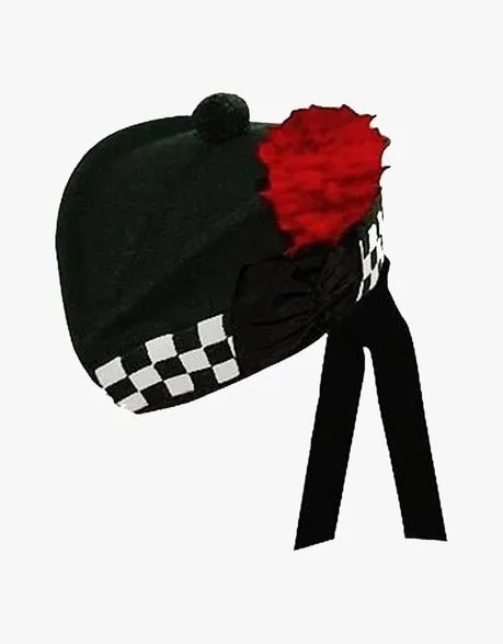 ARMY GLENGARRY HAT BLACK WITH WHITE DICES