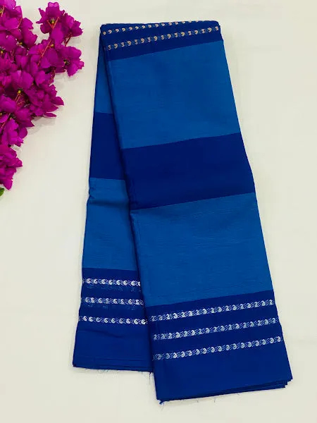 Attractive Blue Color Pure Cotton Saree