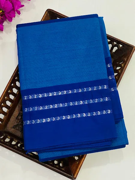 Attractive Blue Color Pure Cotton Saree