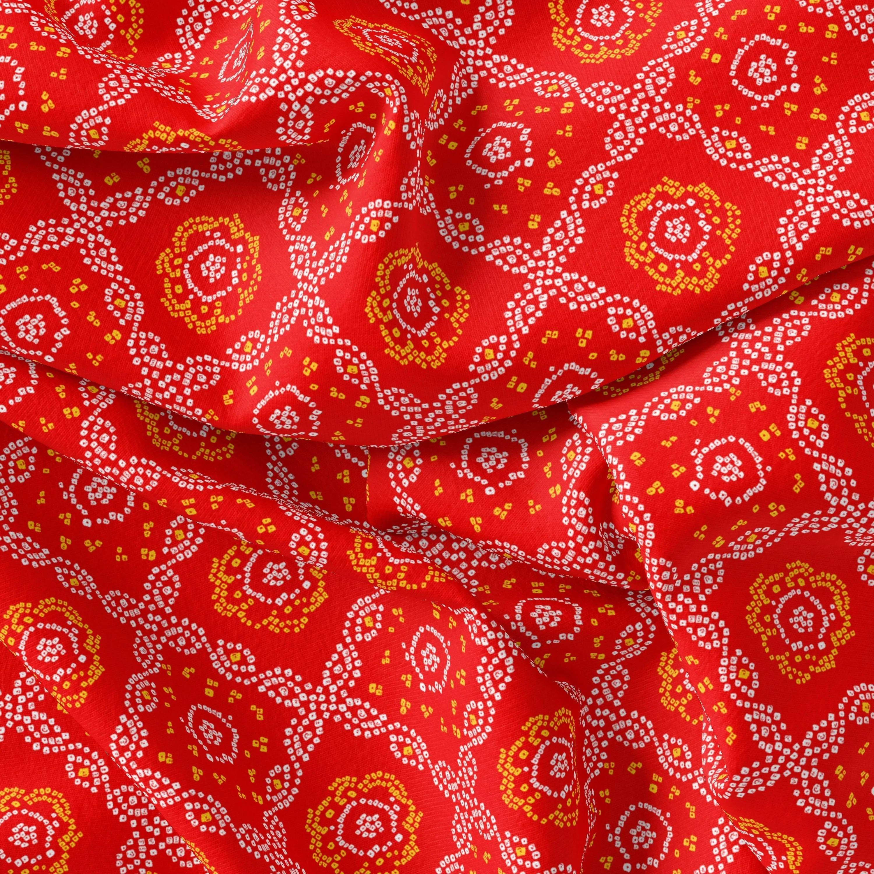 Attractive Seamless Bandhani Digital Printed Fabric - Pure Chinon