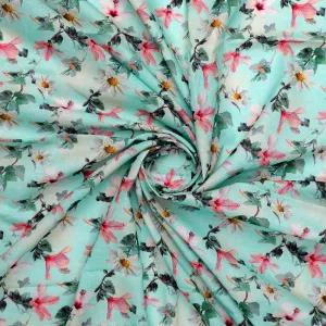 Beautiful Lily With White Daisy Flower Digital Printed Fabric - Pure Cotton