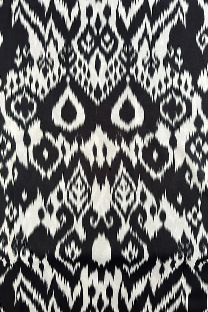 Black and White Abstract Printed Modal Satin Fabric