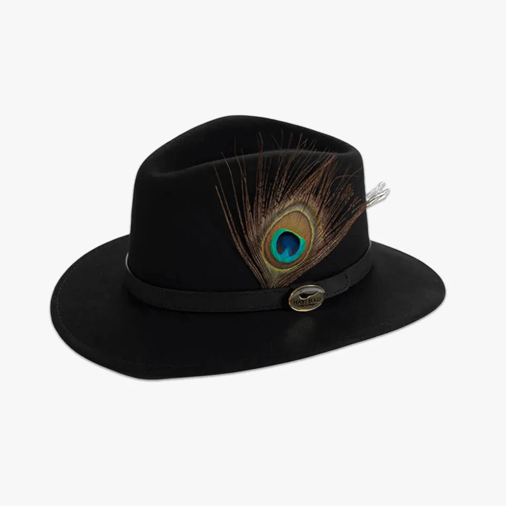 Black Fedora with Peacock Feather