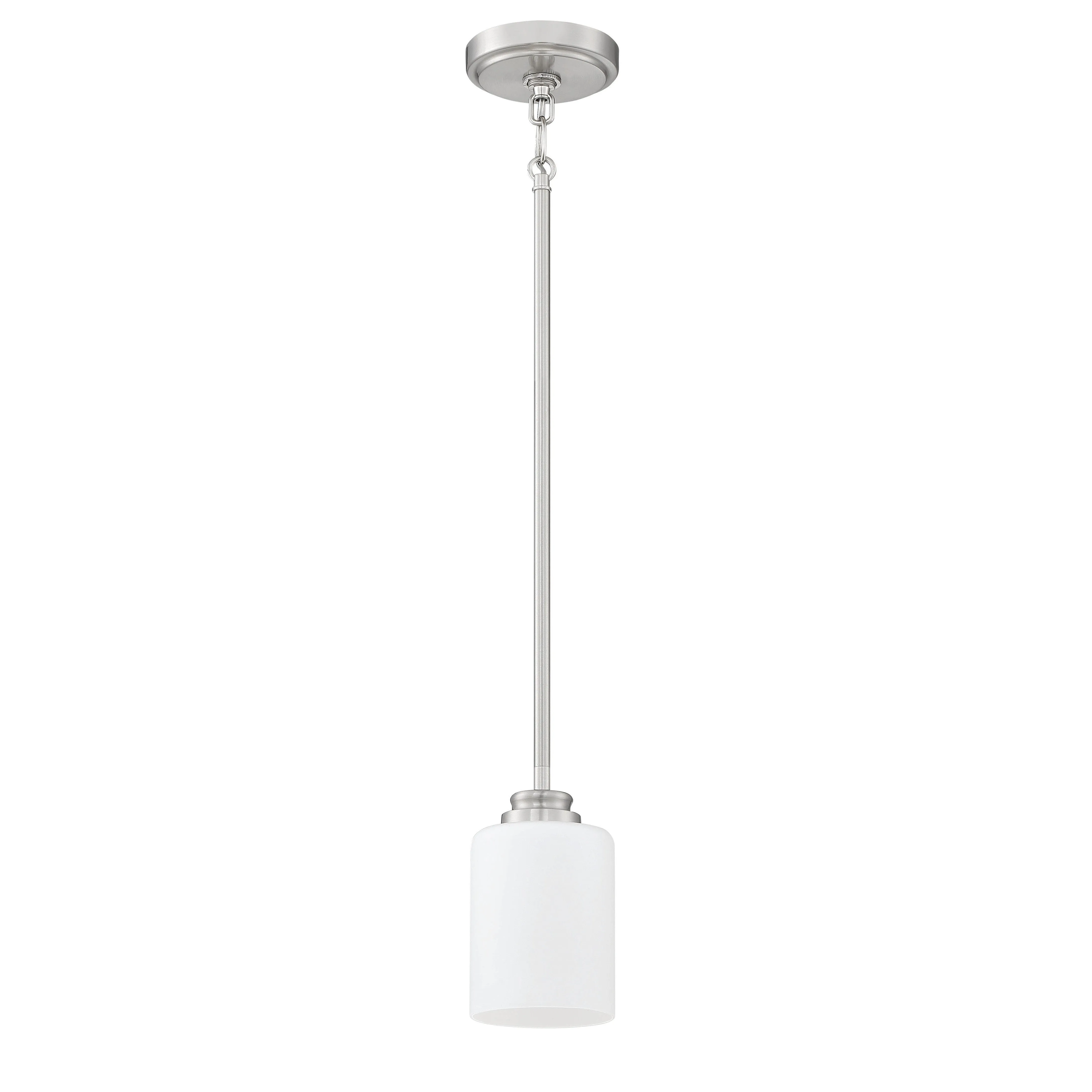 Bolden 1 Light Mini Pendant in Brushed Polished Nickel (White Glass)