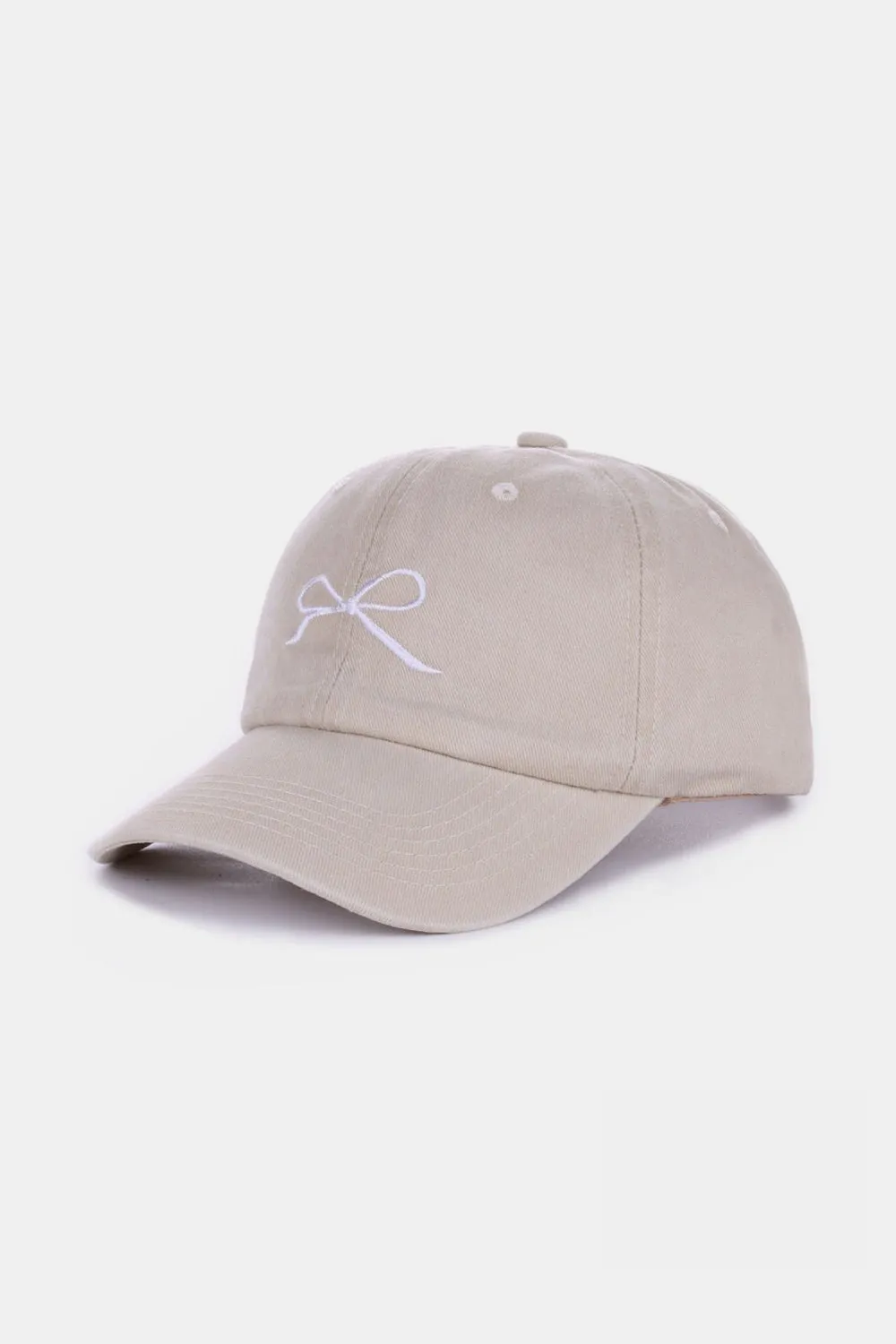 Bow Embroidered Washed Cotton Caps