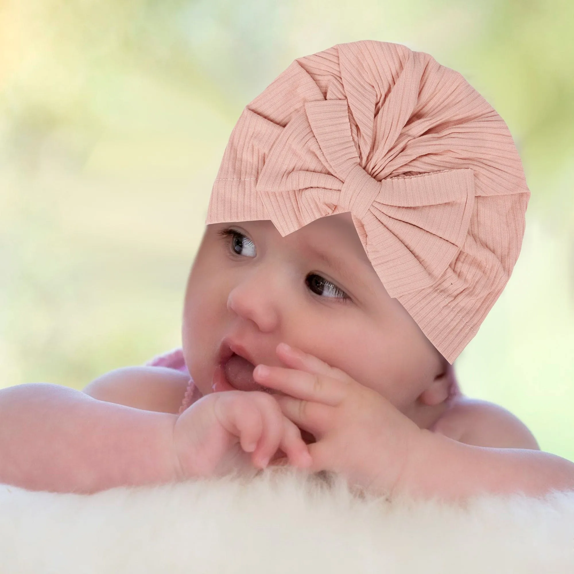 Bow Turban Cap - Peach