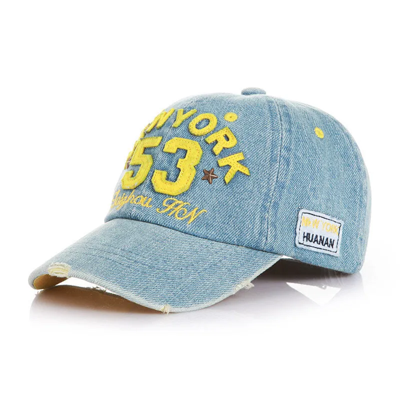 Brand New High Quality Kids Baseball Caps Baby Has & Caps Fashion Letter Jean Denim Cap Baby Boys Girls Sun Caps for 2-7Y