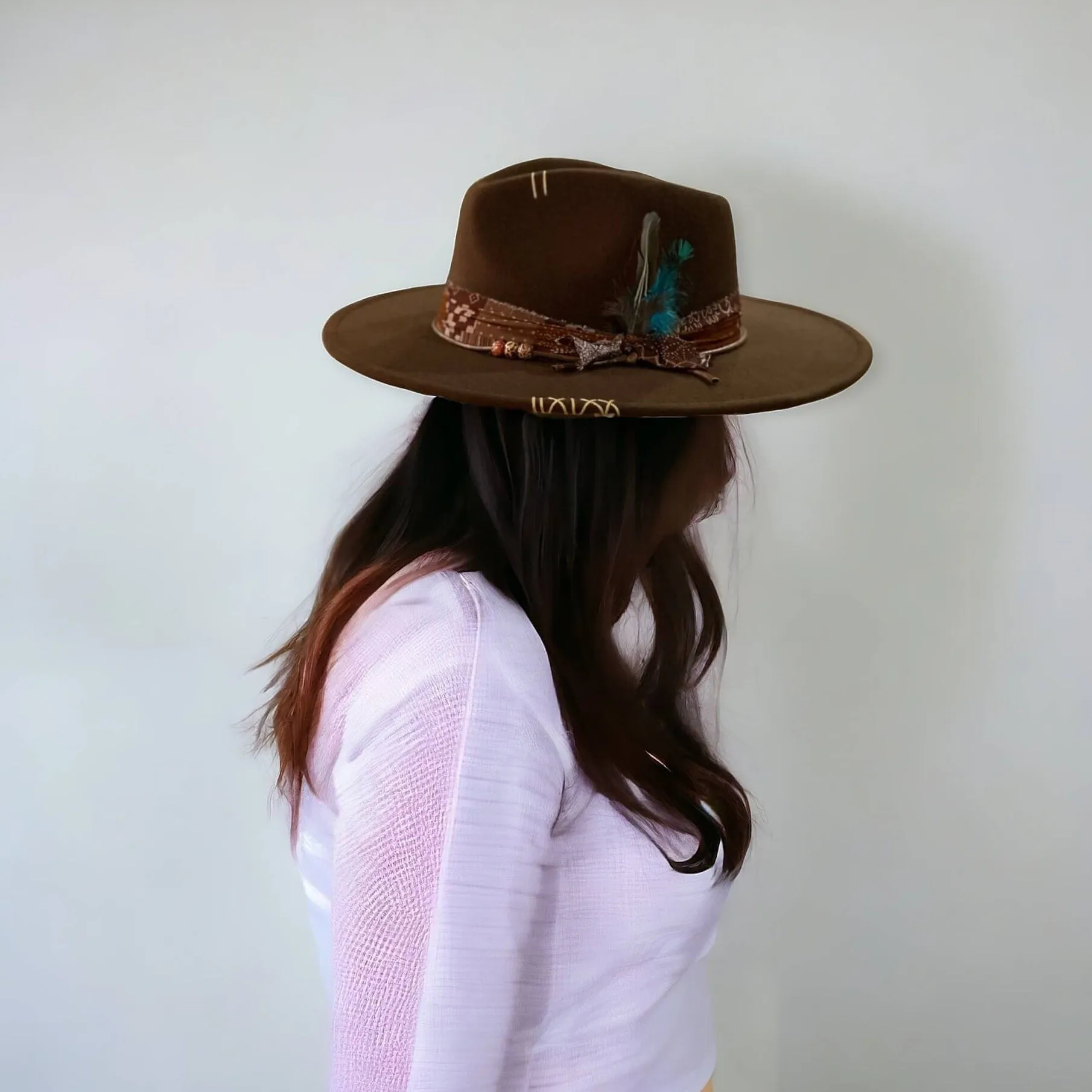 Brown Wide Brim Suede Fedora