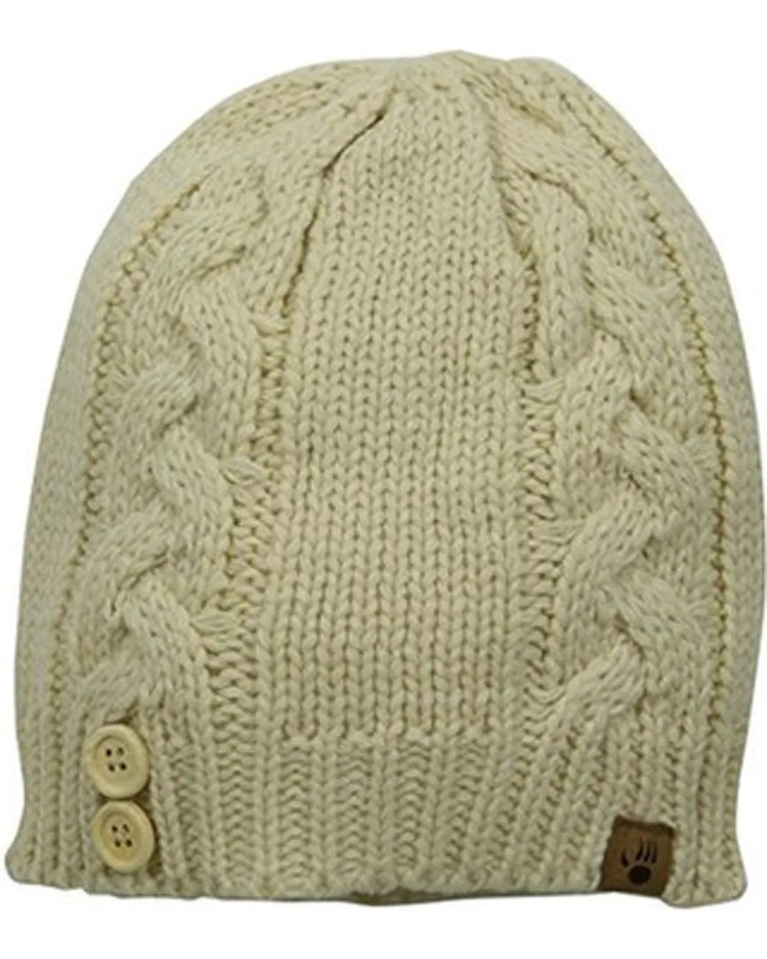 Cable Knit Hat With Buttons