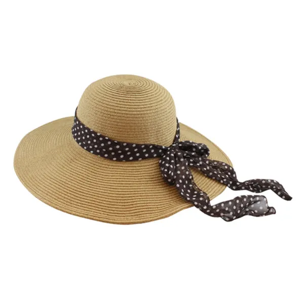 California Hat Company - Straw Wide Brim Hat with Scarf