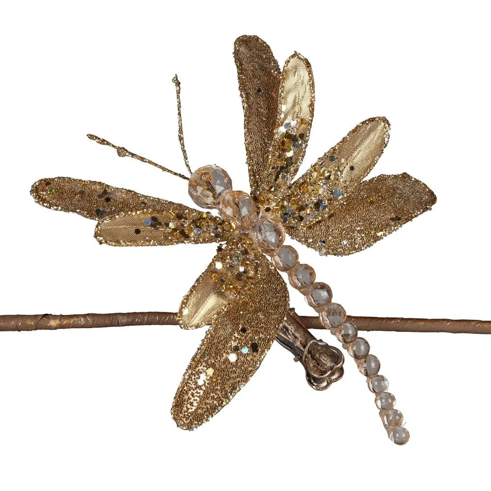 Christmas Decoration - Gold Dragonfly Clip On