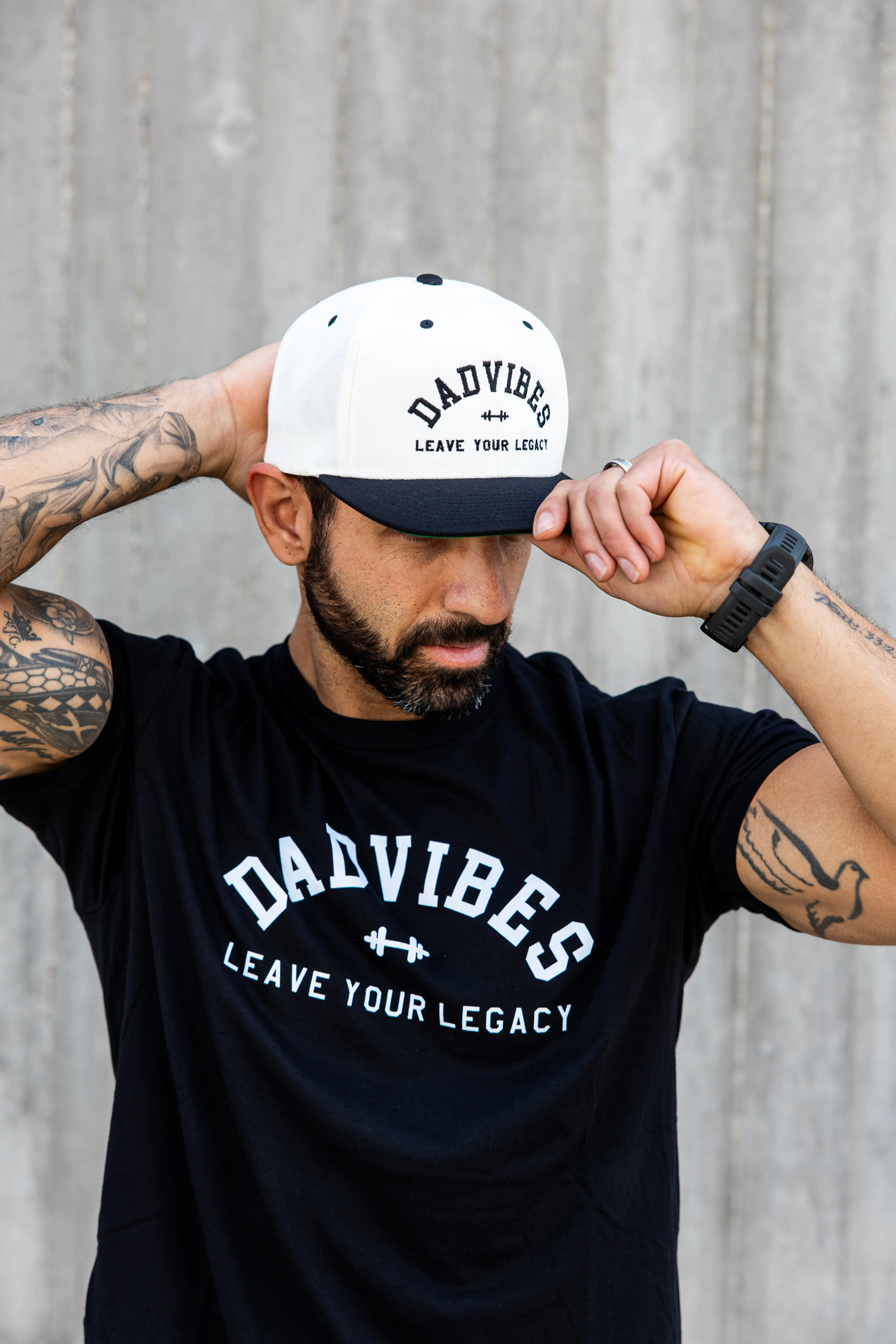 DadVibes FLAT Bill SnapBack (Cream/Black)