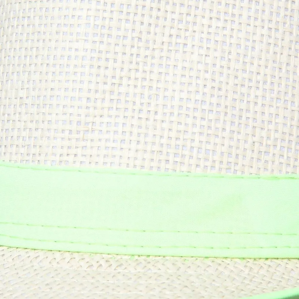 FabSeasons Neon Green Self Design Fedora Hat