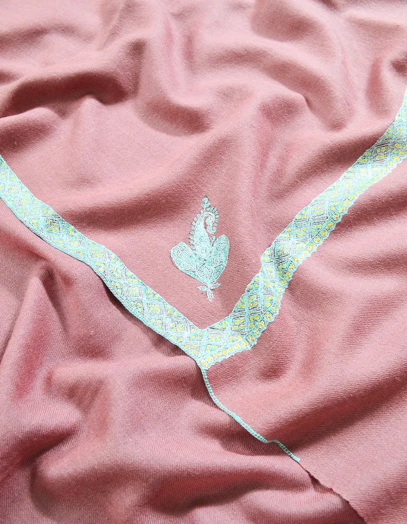 flamingo pink embroidery pashmina shawl 8520