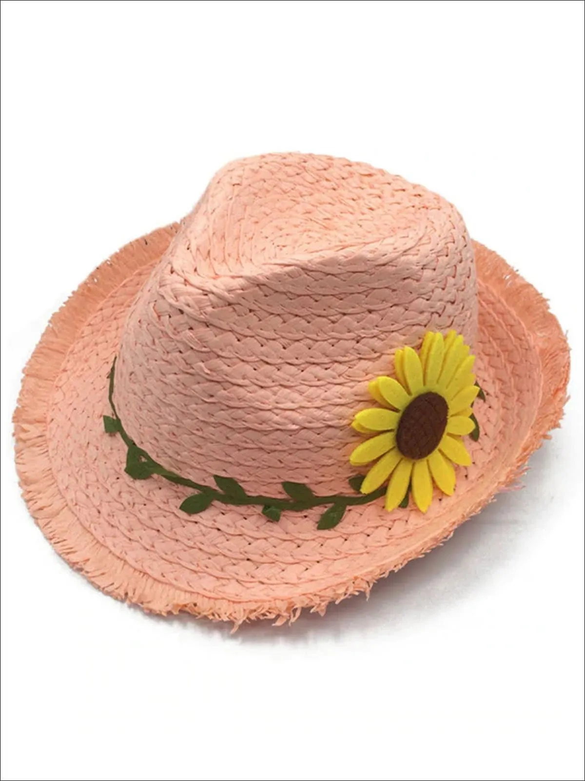 Girls Straw Hat with Sunflower