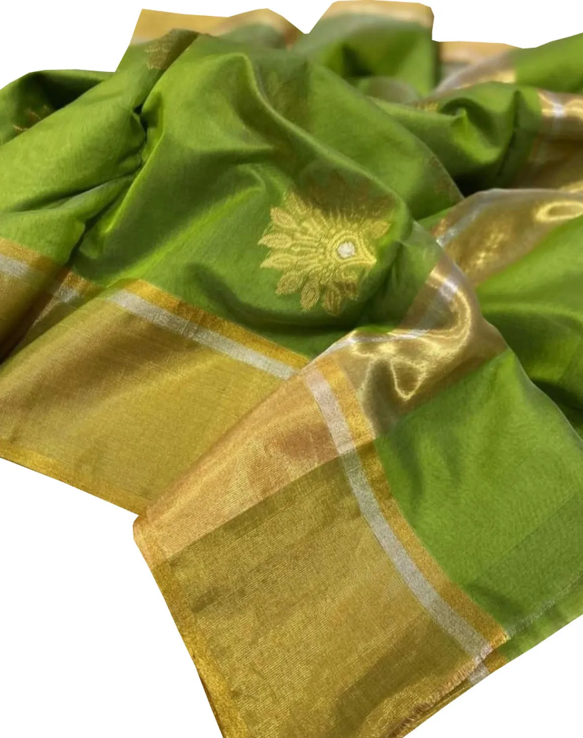 Green Chanderi Silk Cotton Saree - Handloom Pure Elegance