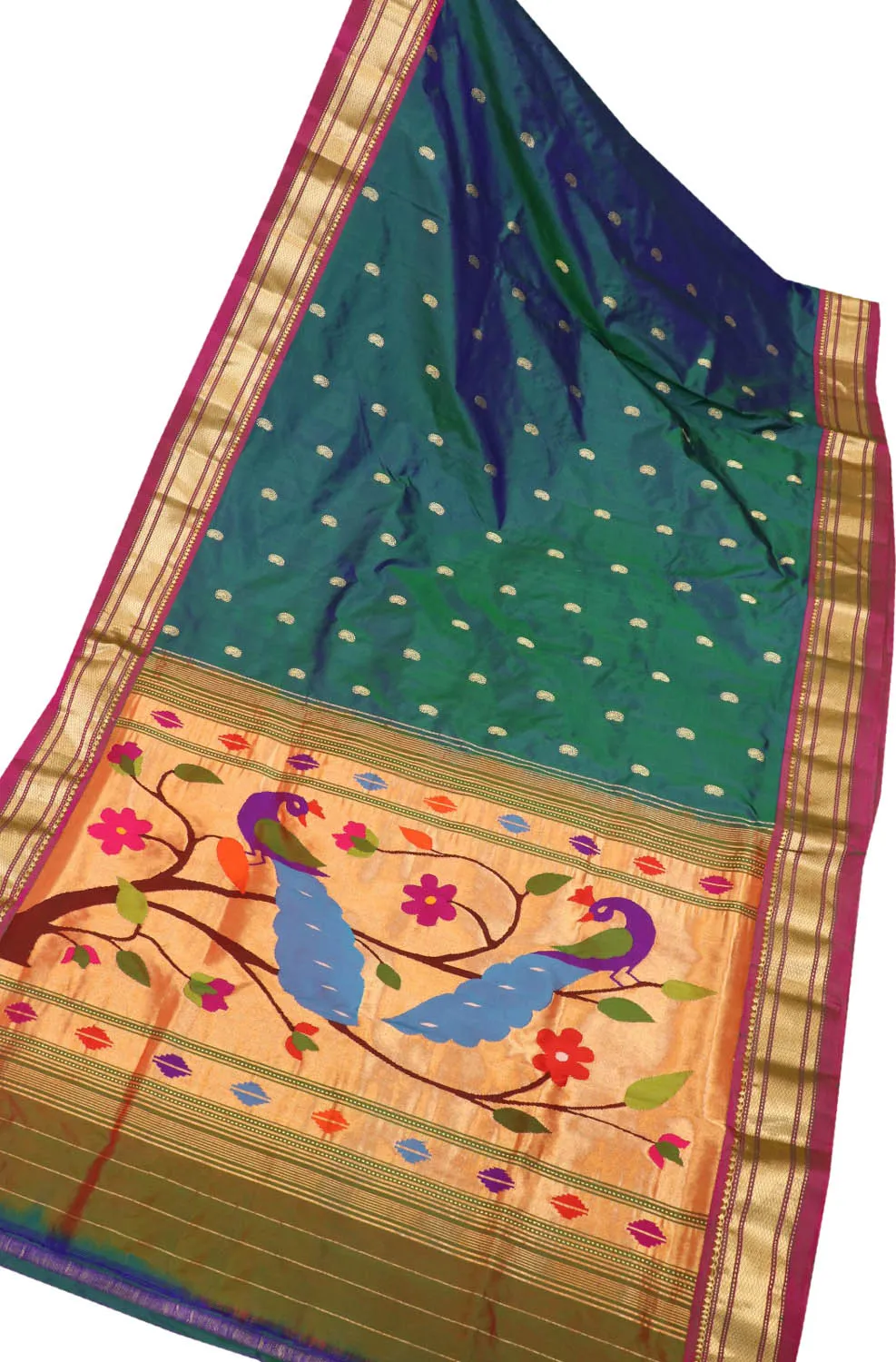 Green Handloom Paithani Pure Silk Saree: Pure Elegance