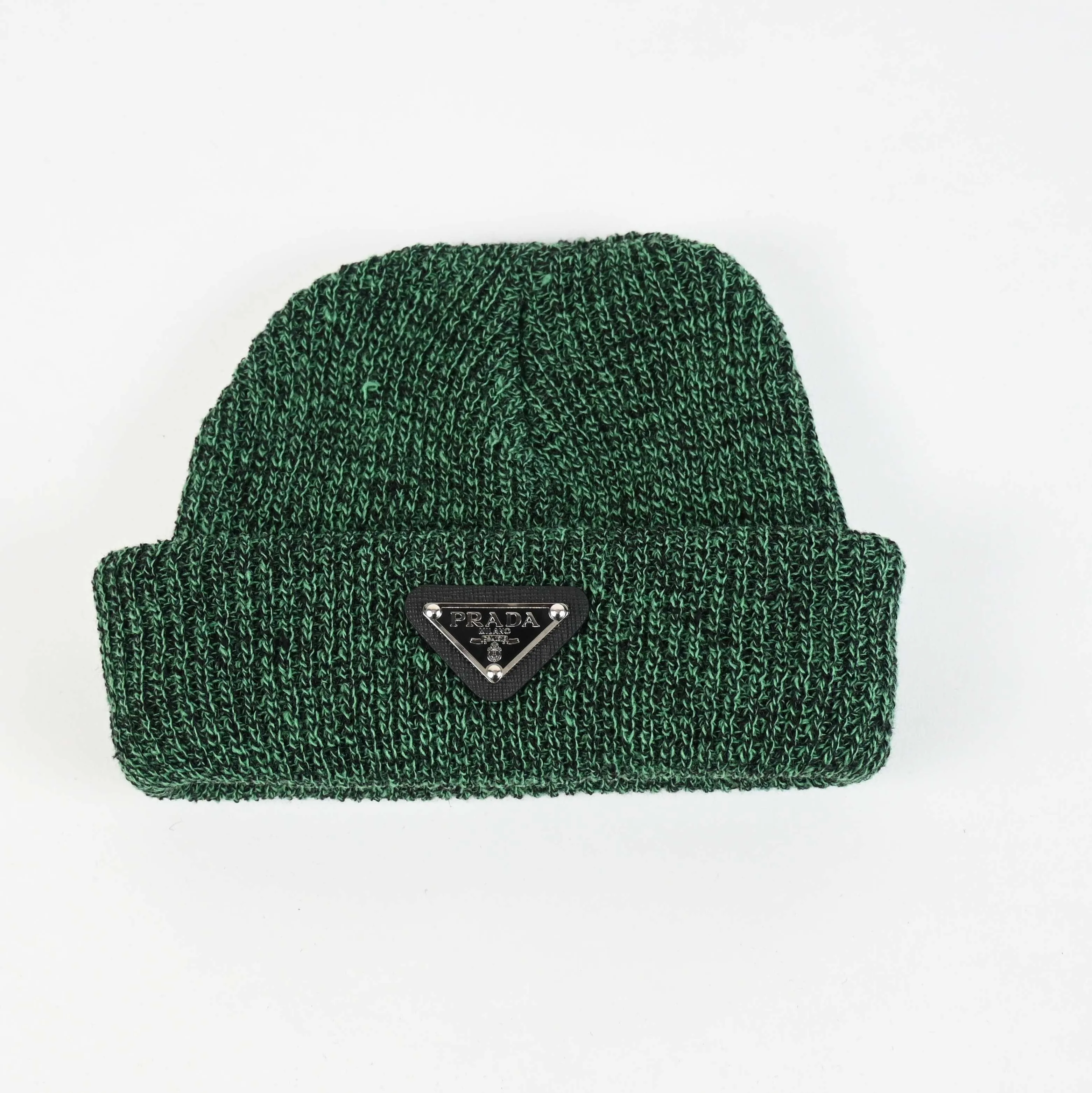 Green Rib style beanie  black and green emblem!