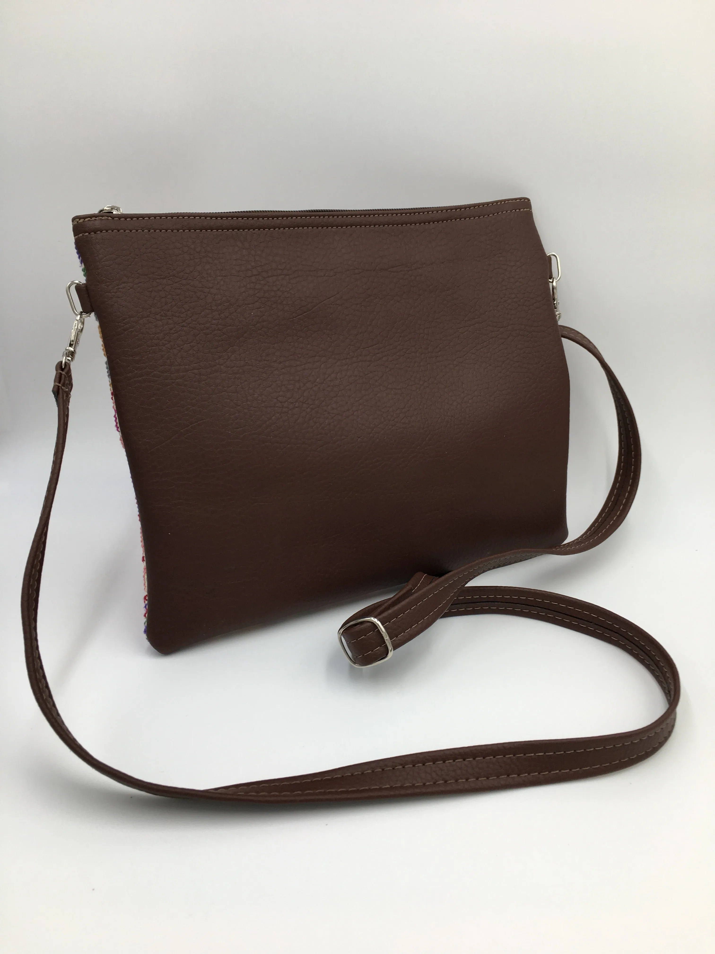 iPad Hand embroidered brown leather handbag with fabulous embroidery