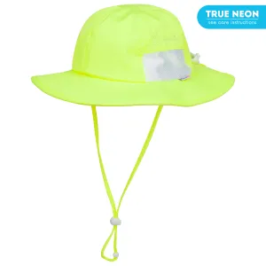 Kids Wide Brim Sun Hat "Fun Sun Day Play Hat" - Neon Lemon Yellow