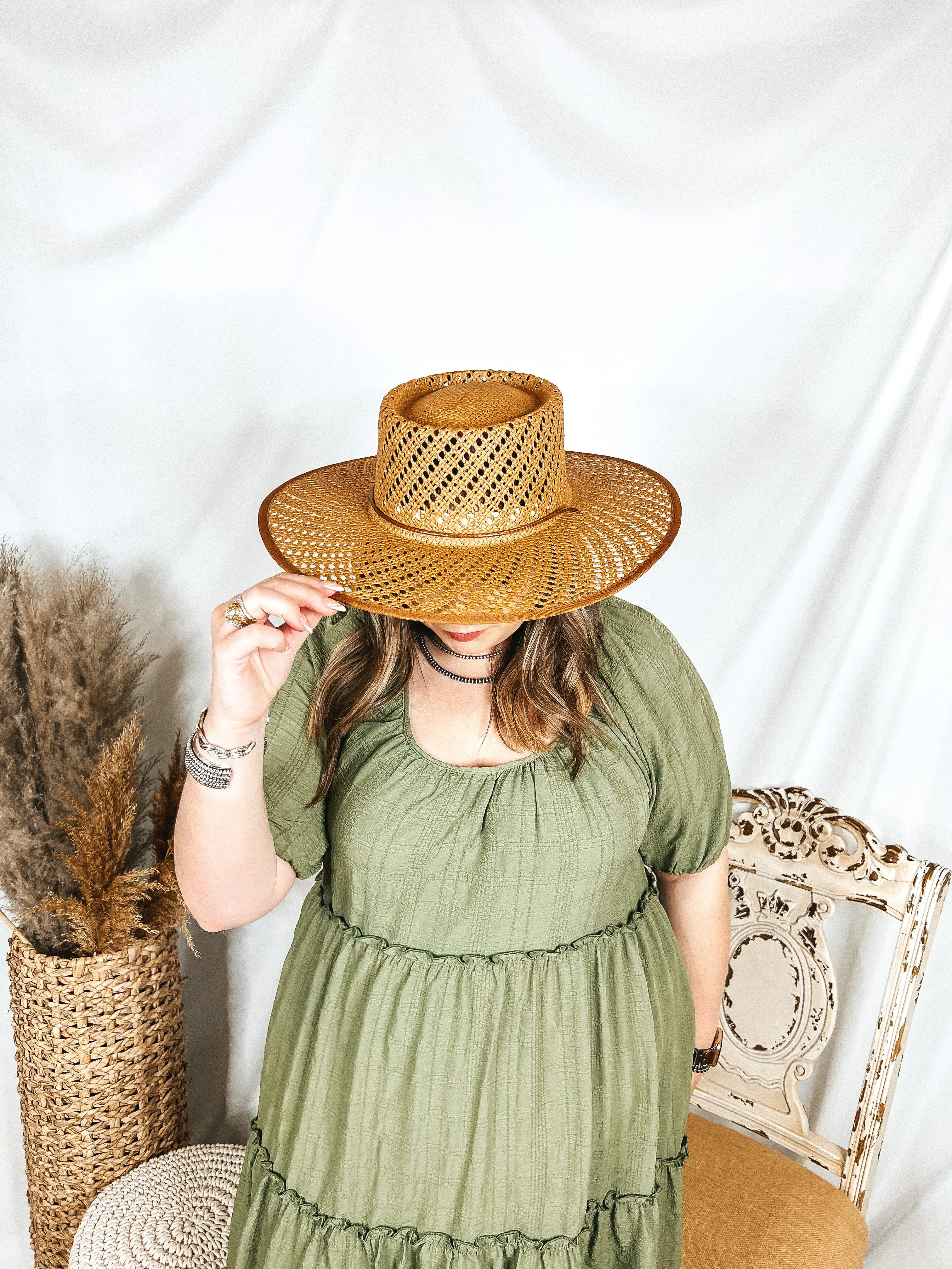 Lack of Color | Cesca Straw Boater Hat with Chin Tie in Brown