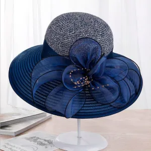 Ladies Sun Hats Wide Brim Flower Church Bucket Beach Hat