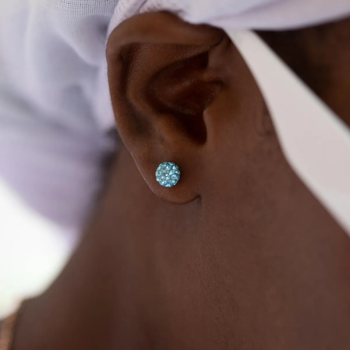 Medium Aqua Pave Earrings