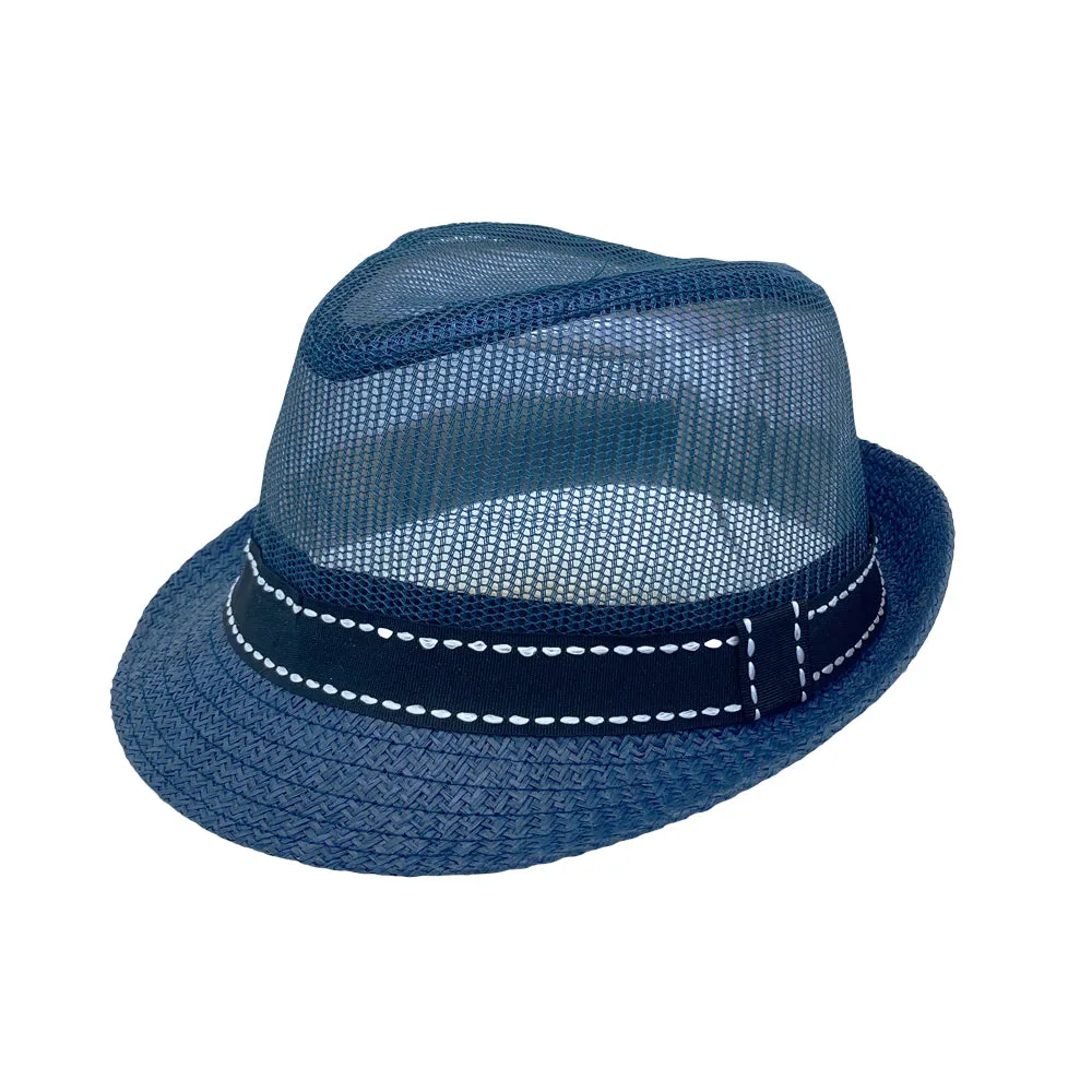 Mesh Fedora Hat Short Brim with Band  Sun Trilby Straw Panama YZ60179