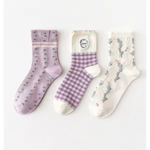 Miss June’s | Women’s | Set 3 pairs cotton socks| Cute | Colorful | Cool | Patterned | Designed | Women | Gift Idea | Casual | Comfortable