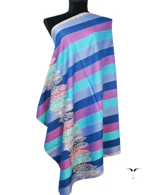 multi-coloured striped embroidery pashmina shawl 8591