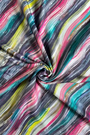 Multicolor Abstract Printed Modal Satin Fabric