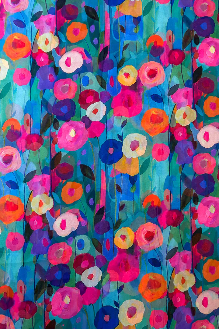 Multicolored Abstract Floral Printed Georgette Fabric