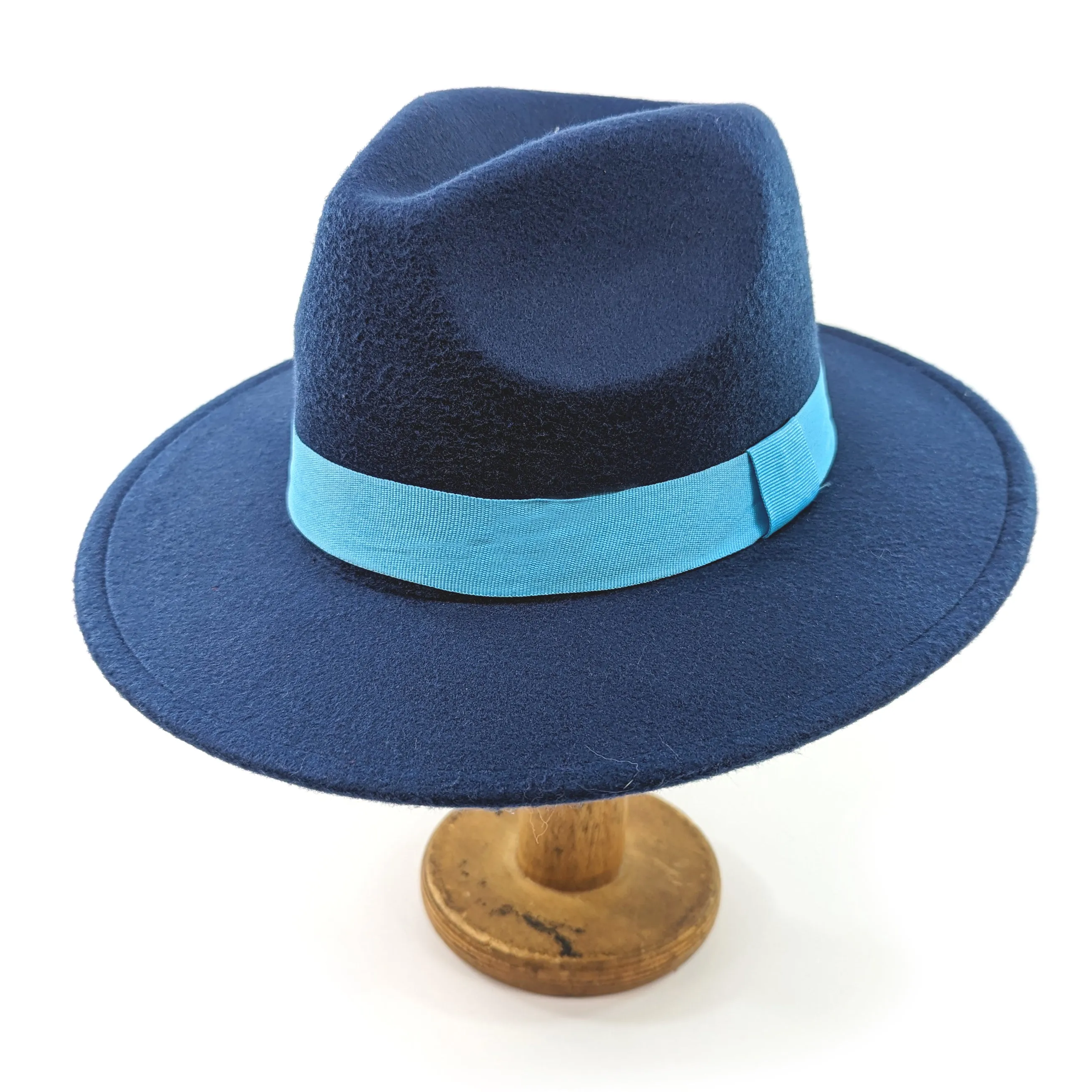 Navy Blue Fedora Hat - Royal Blue Band