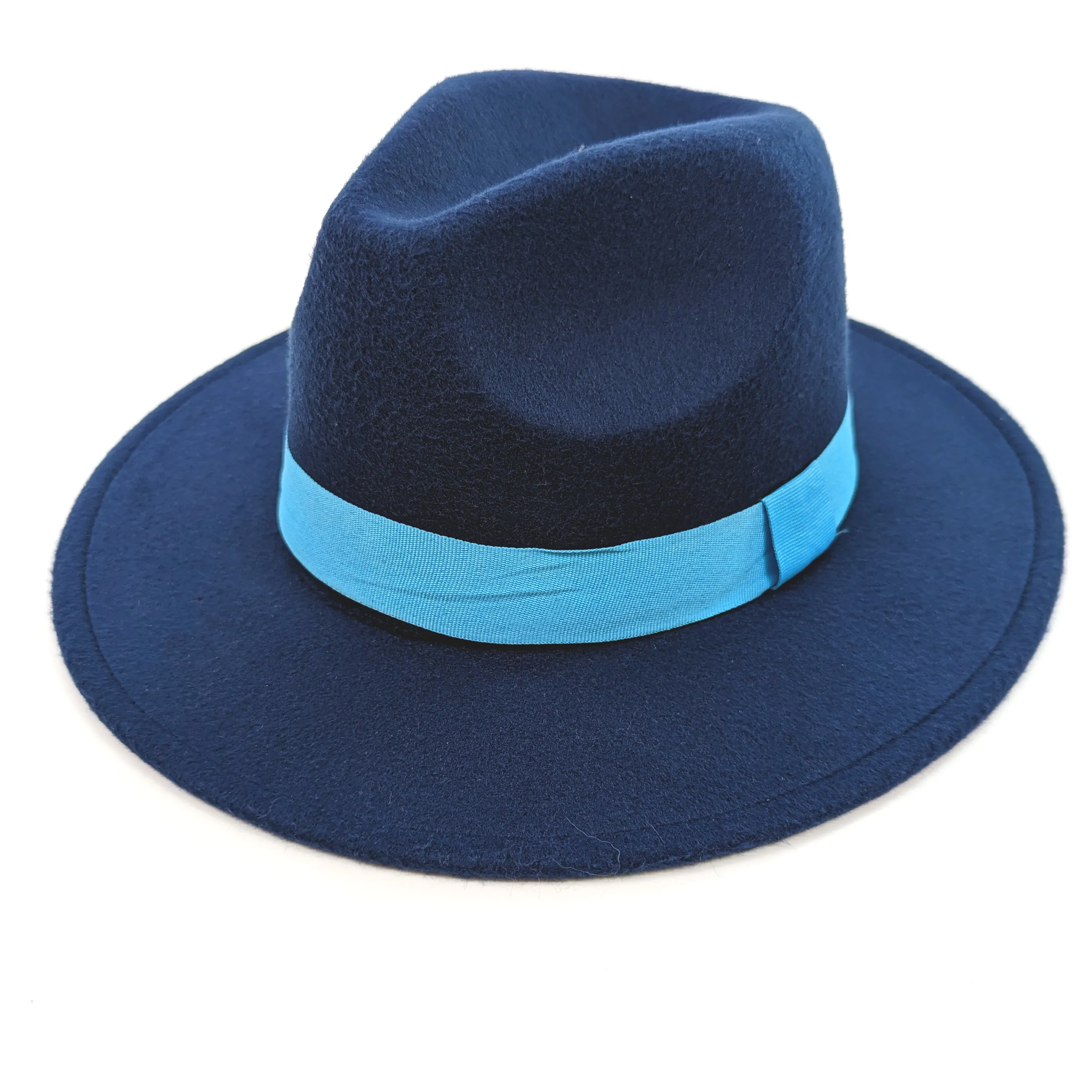 Navy Blue Fedora Hat - Royal Blue Band