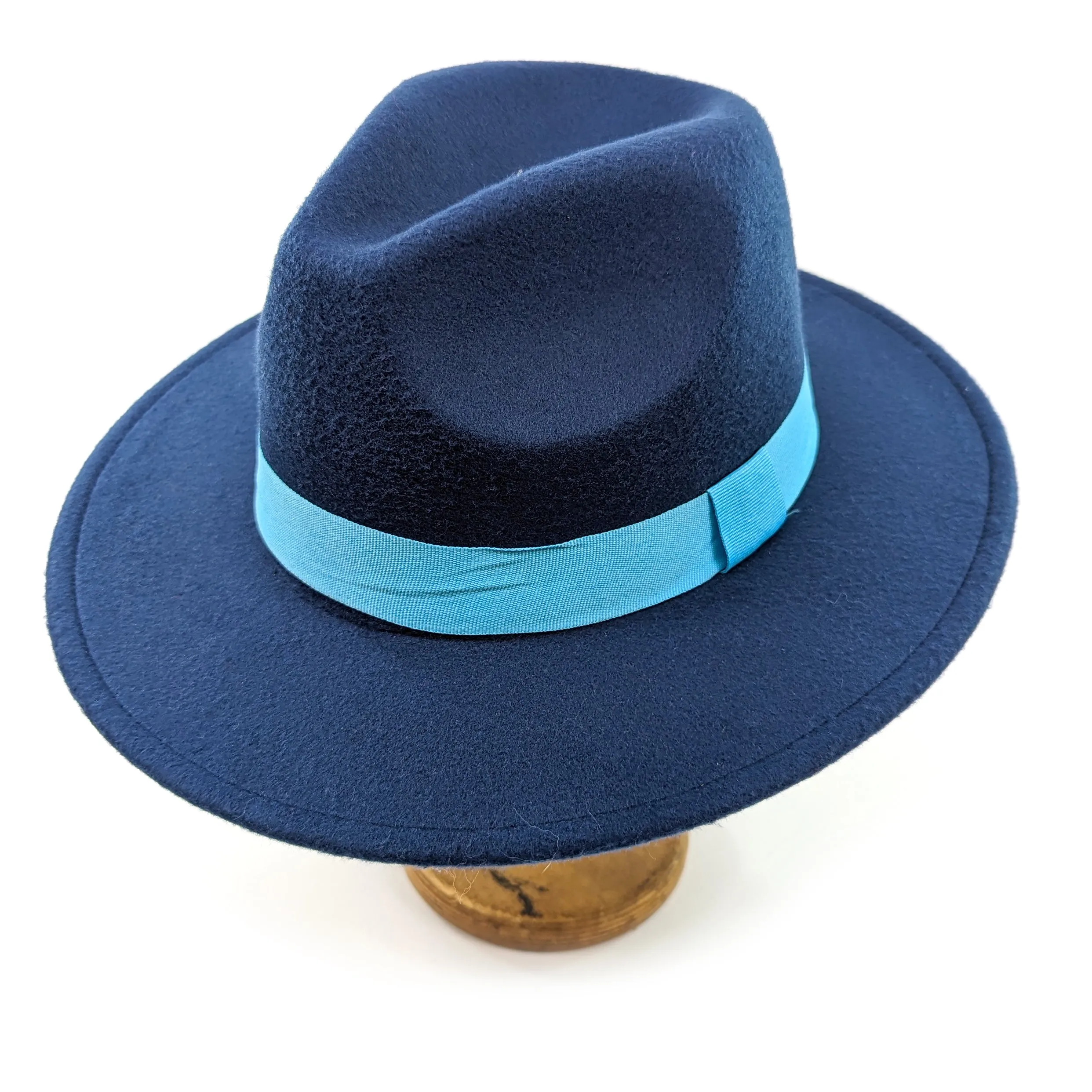 Navy Blue Fedora Hat - Royal Blue Band