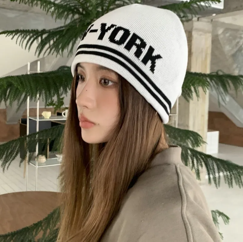 New York Ribbed Knit Beanie Hat Watch Cap Slouchy Skull Cap YZ50216