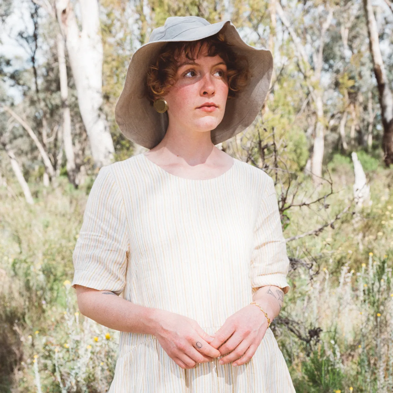 Organic Linen Wide Brim Hat (Child-Adults)