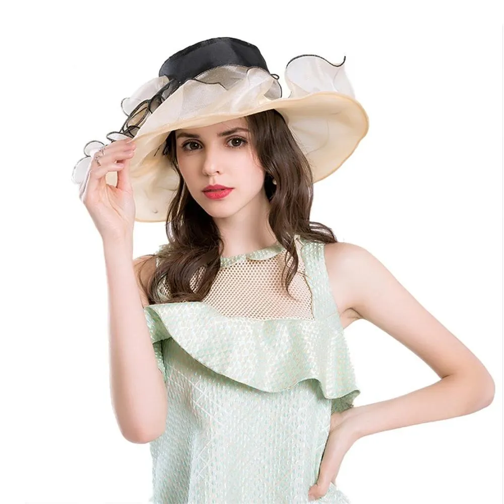 Organza  Kentucky Derby Big Flower Wide Brim Duchess Vintage Hat