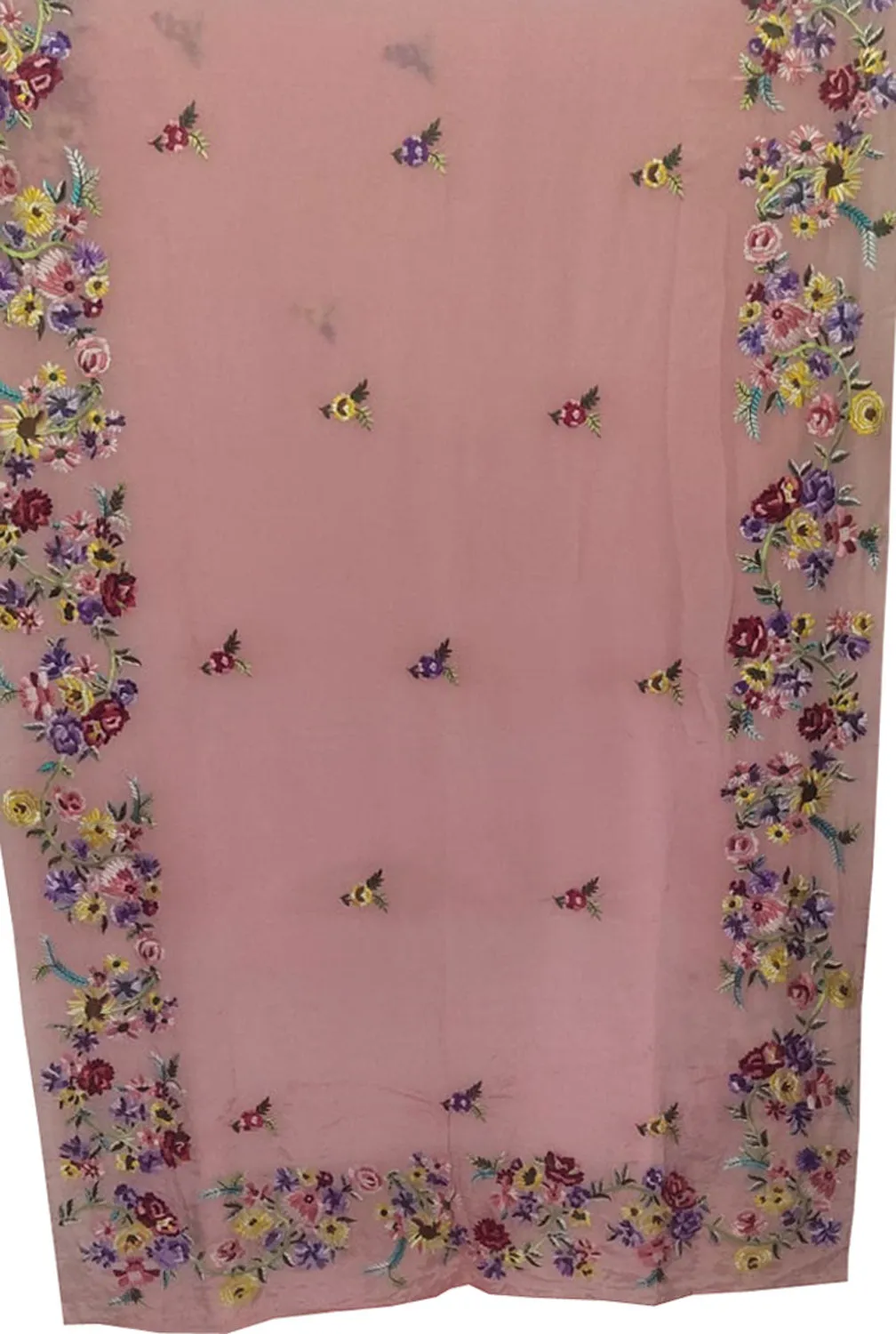 Parsi Gara Crepe Saree: Exquisite Pink Hand Embroidery