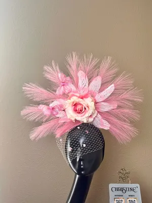 Pink feather hat princess style