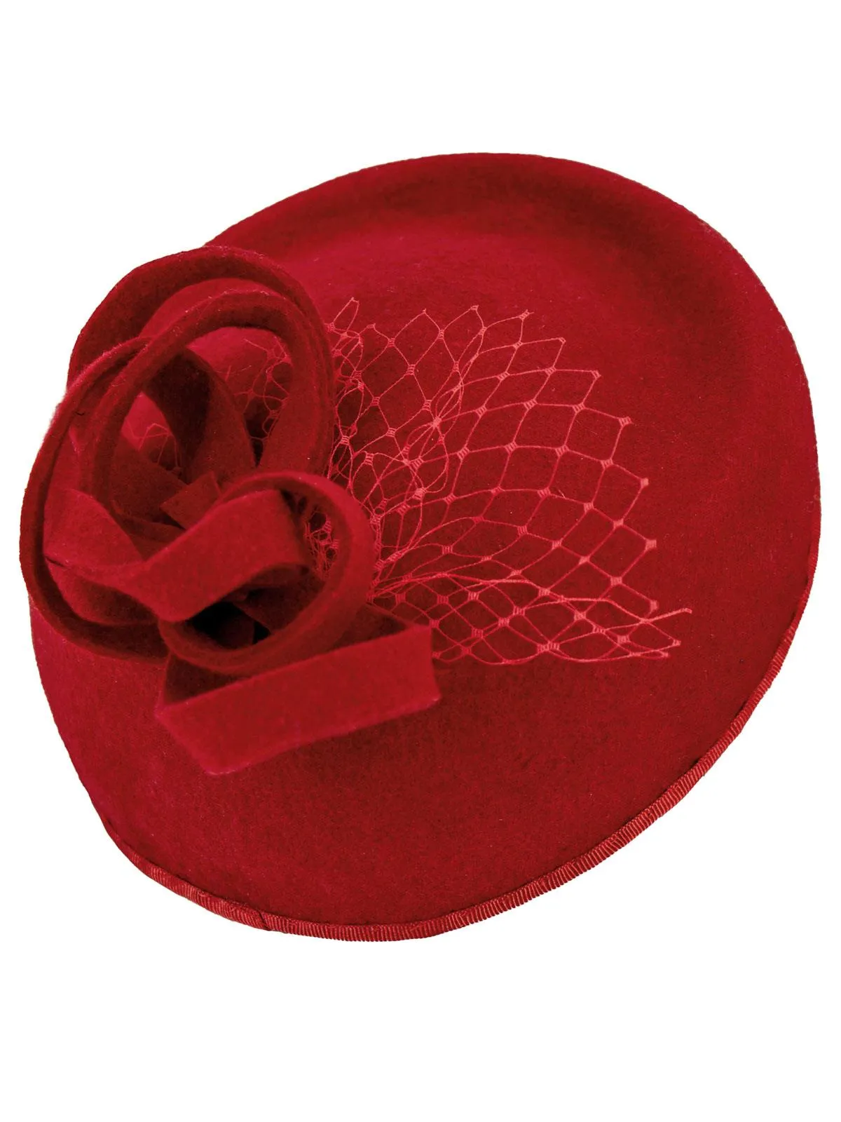 Poppy Red Felt 1940s Vintage Style Pillbox Hat