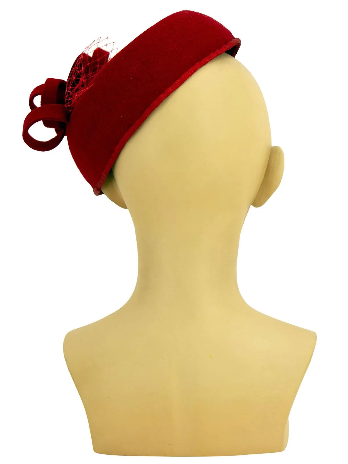 Poppy Red Felt 1940s Vintage Style Pillbox Hat