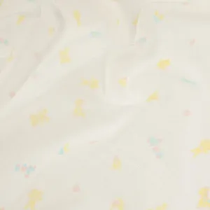 Printed Cotton Voile Design-43 Yellow & Light Blue Toys on White