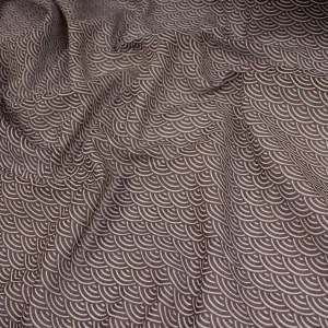 Printed Cotton Voile Design-5 Japanese White Waves on Maroon