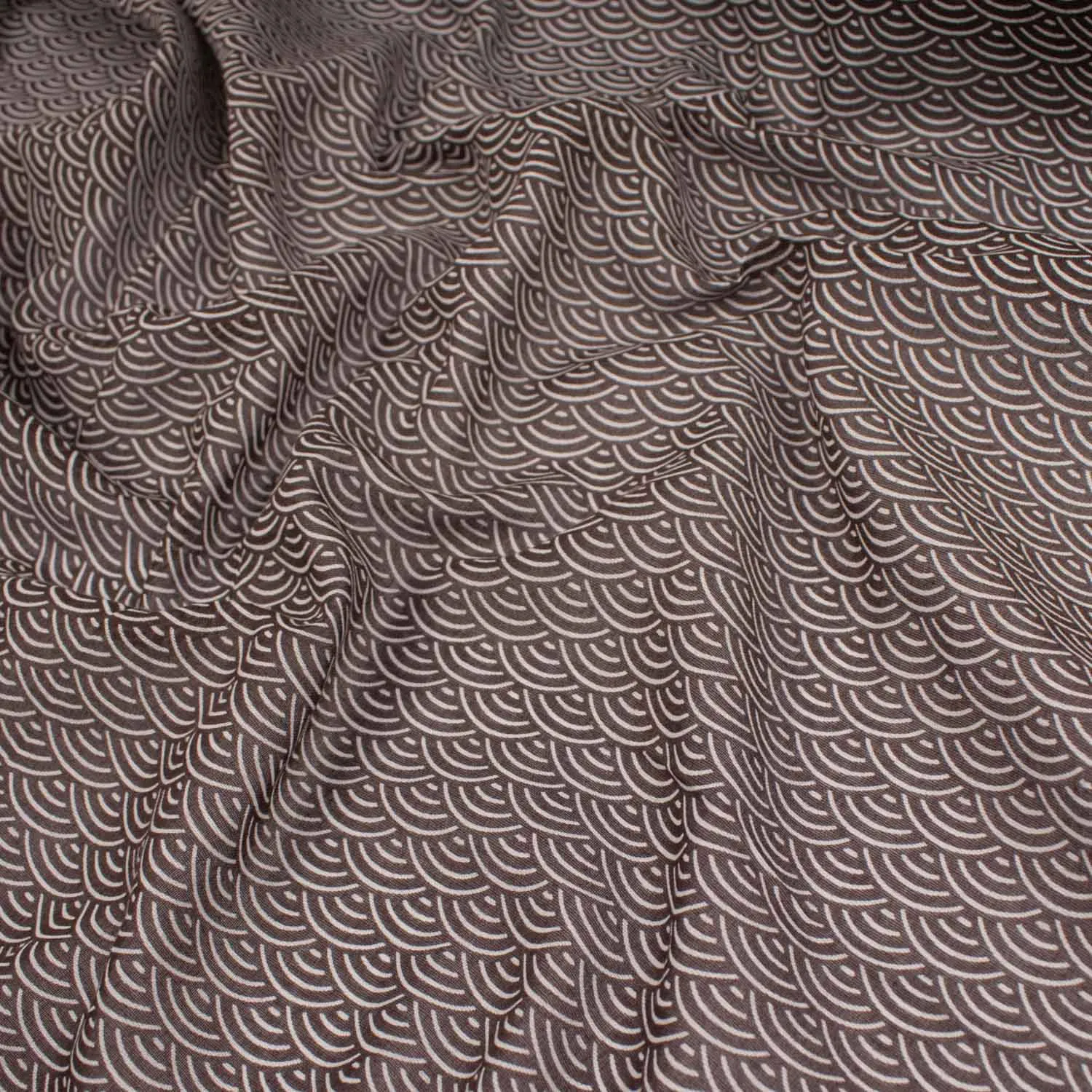 Printed Cotton Voile Design-5 Japanese White Waves on Maroon