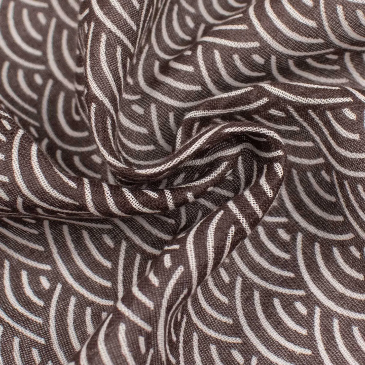 Printed Cotton Voile Design-5 Japanese White Waves on Maroon