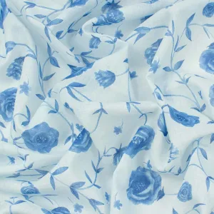 Printed Cotton Voile Design-84 Blue Flowers